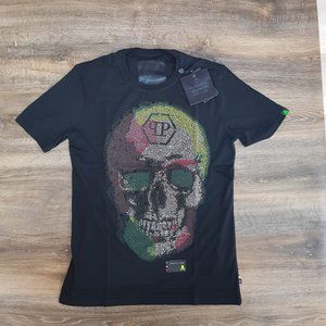 Philipp Plein Men Skull Print Black T-Shirt